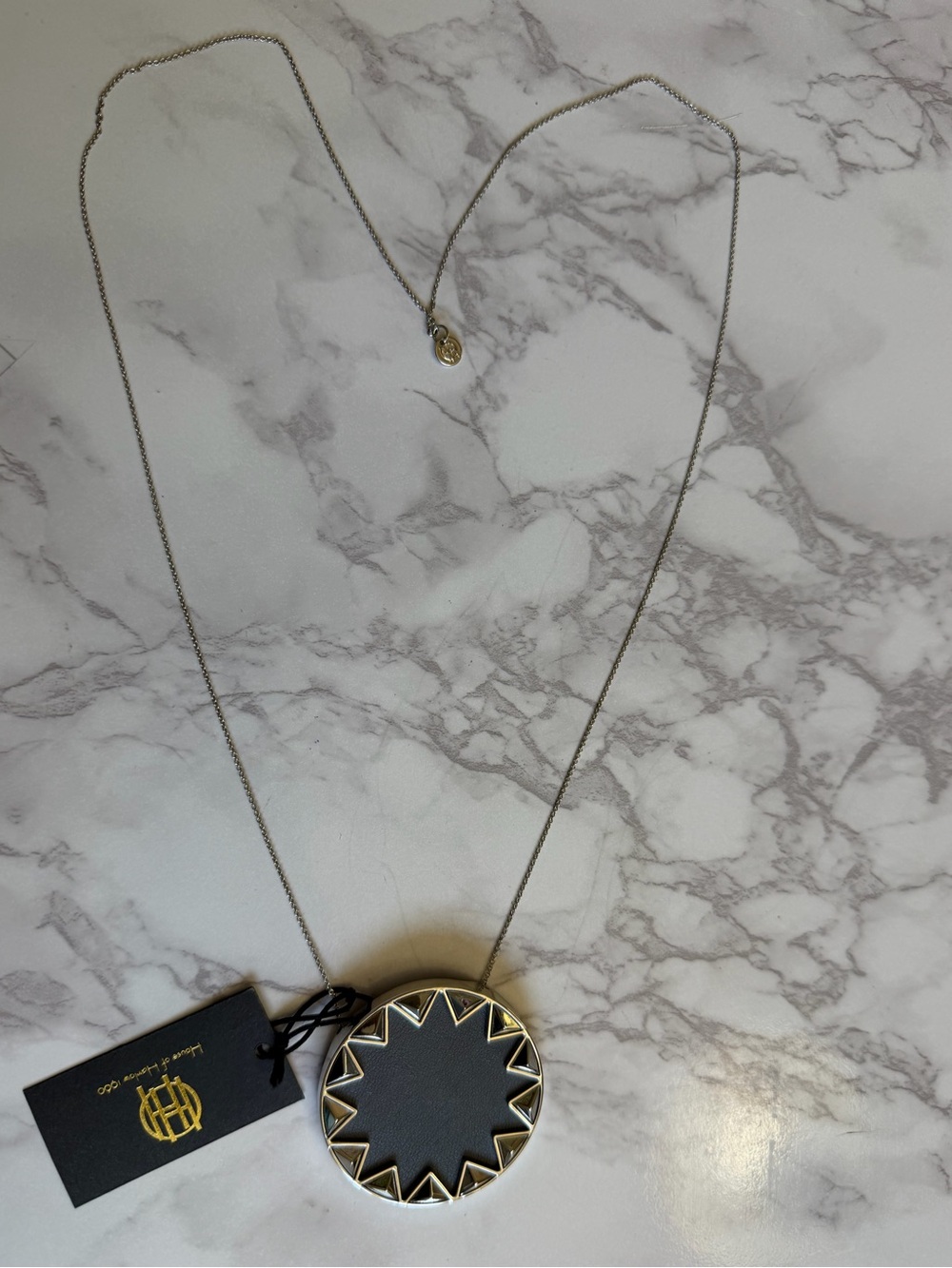 House of Harlow Sunburst
Pyramid Pendant Necklace in
Black